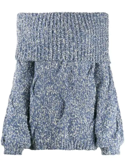 Snobby Sheep Off The Shoulder Jumper In Azzurro