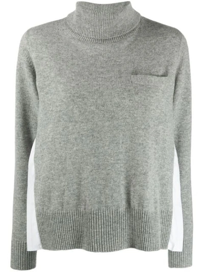 Sacai Two Tone Sweater In Grey