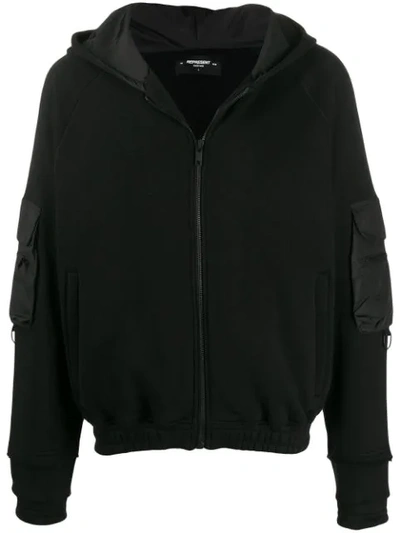 Represent Dual-fabric Hooded Jacket In Black