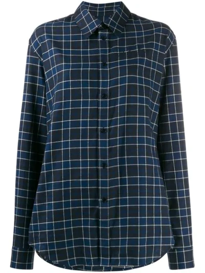 Martine Rose Check Print Long-sleeved Shirt In Blue