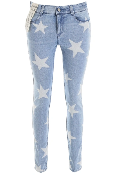 Stella Mccartney Star Print Jeans In Light Blue,white