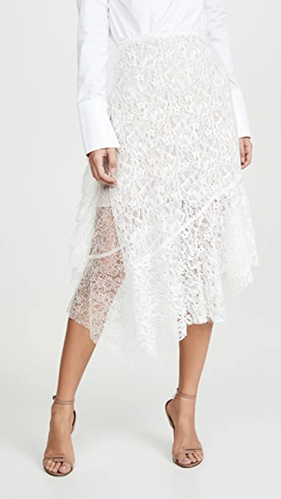 Anais Jourden White Velvet Duo Lace Midi Skirt