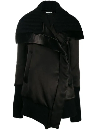 Ann Demeulemeester Sweater Accent Oversized Coat In Black