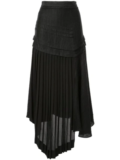 Aje April Panelled Asymmetric Skirt In Black