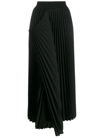 Maison Flaneur Pleated Midi Skirt In Black