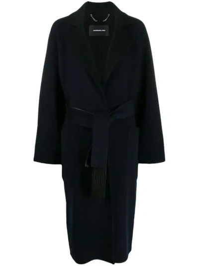 Barbara Bui Belted Mid-length Coat In Blue