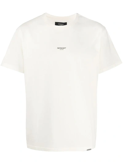 Represent Logo-print Cotton T-shirt In Neutrals