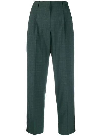 Calvin Klein Checkered Pattern Trousers In 984 Green
