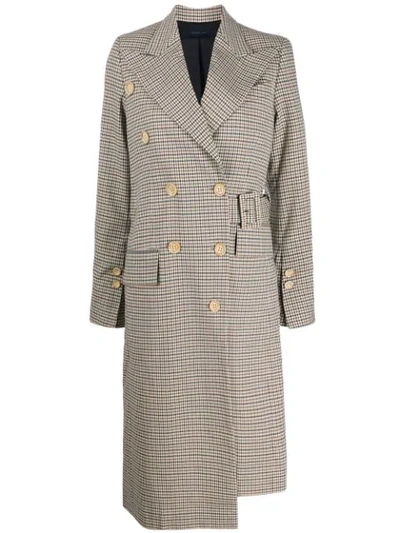 Eudon Choi Wool Blend Checked Pattern Coat In Neutrals