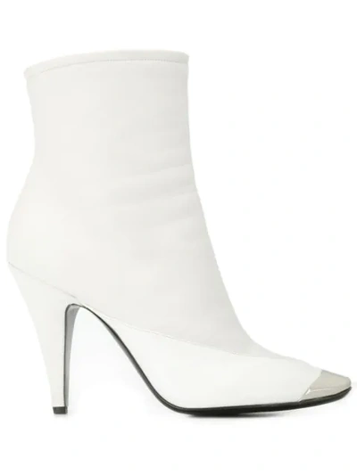 Emilio Pucci Square Toe Ankle Boots In White