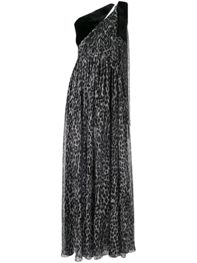 Rasario Velvet-trimmed Leopard-print Gown In Black