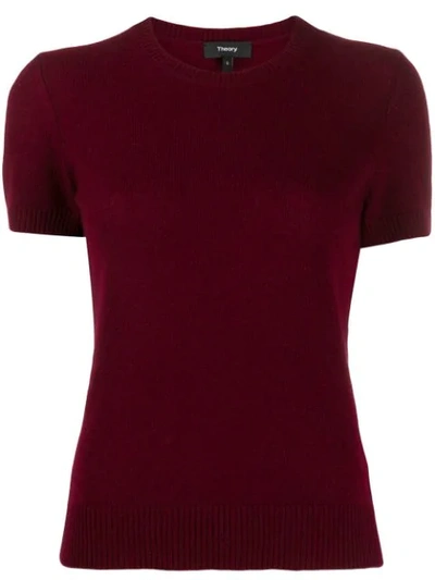 Theory Short-sleeved Cashmere Top In Red