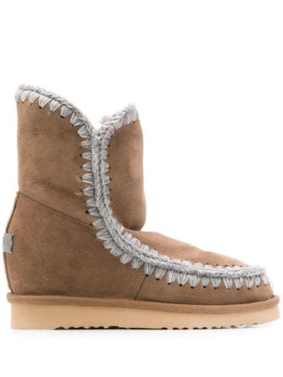 Mou Eskimo Wedge Short Boots In Brown