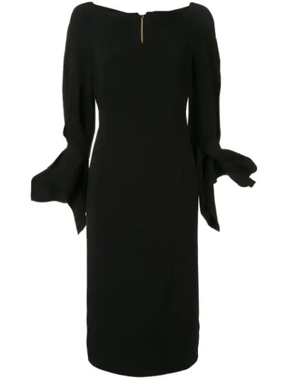 Roland Mouret Rosslare Ruffled-cuff Dress In Black