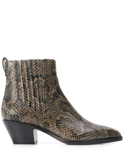 Ash Snakeskin Effect Floyd Boots In Taupe