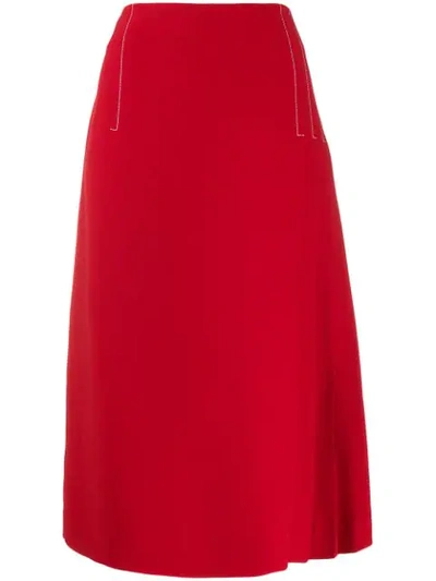 Marni Pleated-detail Midi Skirt In Red