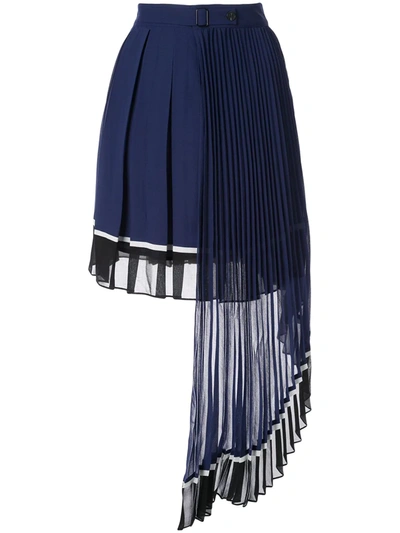 Self-portrait Pleated Panel Skirt In Blue