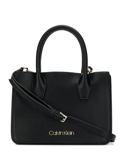 Calvin Klein Logo Tote Bag In Black