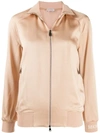 Moncler Satin Finish Bomber Jacket In Neutrals