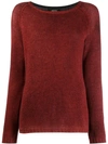 Avant Toi Ribbed Knit Detail Sweater In Red
