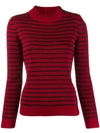 Saint Laurent Striped Knitted Jumper In Red