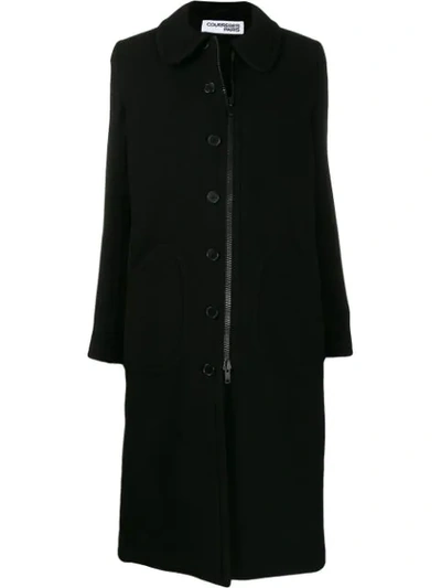Courrèges Single Breasted Coat In Black