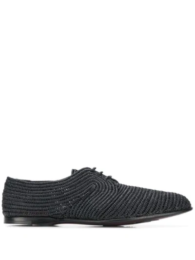 Dolce & Gabbana Woven Derby Shoes In Black