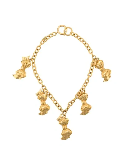 Pre-owned Chanel 1980s Bows Necklace In Gold