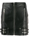 Manokhi Zip Detail Leather Mini Skirt In Black