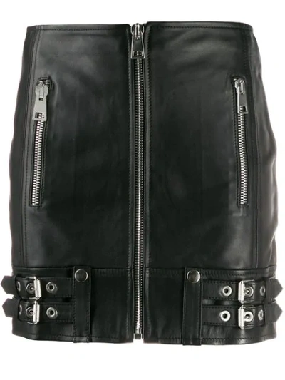 Manokhi Zip Detail Leather Mini Skirt In Black