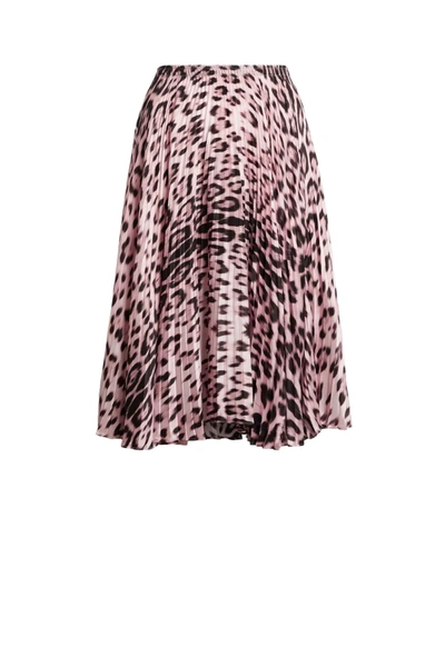 Roberto Cavalli Heritage Jaguar Print Pleated Skirt In Pink