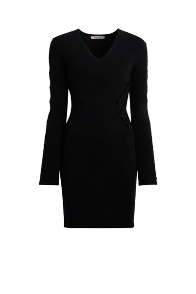 Roberto Cavalli Geometric Cut Out Knitted Mini Dress In Black