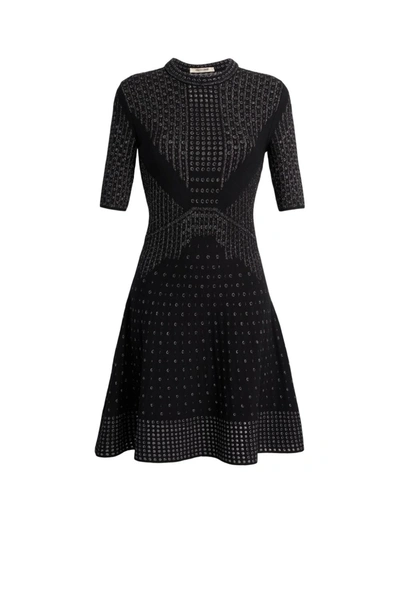 Roberto Cavalli Metallic Jacquard Fit And Flare Mini Dress In Black