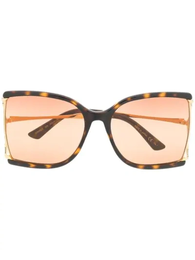 Gucci Tortoiseshell Effect Square Sunglasses In 棕色