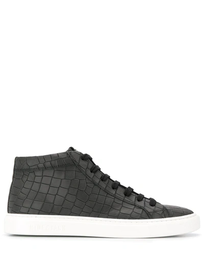 Hide & Jack Crocodile Effect Sneakers In Black