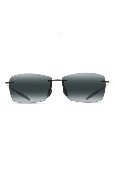 Maui Jim Lighthouse 65mm Polarizedplus2® Oversize Rimless Sunglasses In Gloss Black