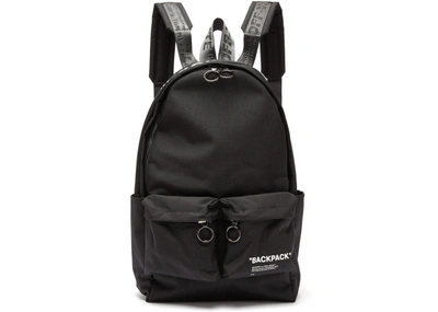 Pre-owned Off-white  Quote Backpack Canvas Black White