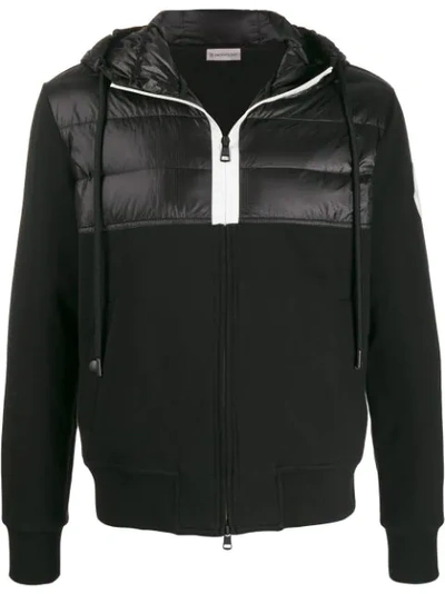 Moncler Double-material Maglia Cardigan In Black