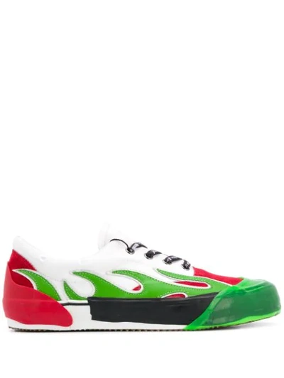 Palm Angels Green & Red Flame Sneakers