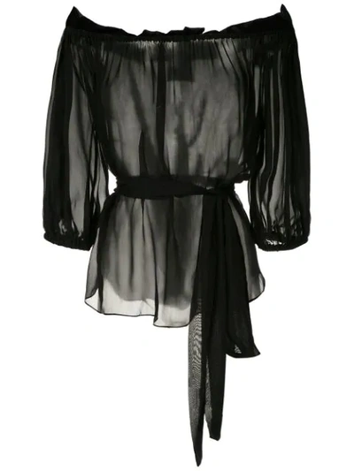 Andrea Bogosian Gathering Silk Blouse In Black