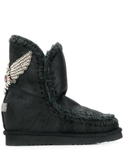 Mou Eskimo Embellished Boots In Black