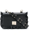 Red Valentino Red(v) Rock Ruffles Cross Body Bag In Black