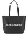 Calvin Klein Contrast Logo Tote In Black