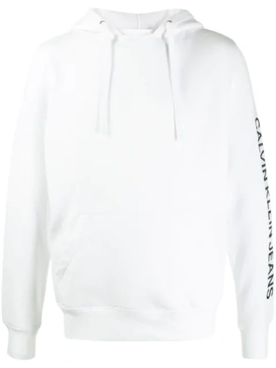 Calvin Klein Jeans Est.1978 Logo Drawstring Hoodie In White