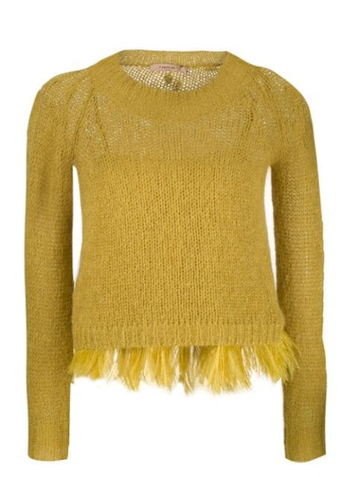 Twinset Feather Frill Jumper In Green