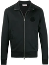 Moncler Logo Patch Zipped Sweatshirt In Black