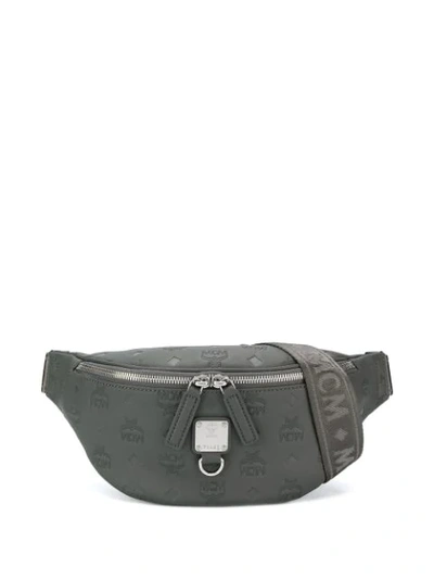 Mcm Embossed Logo Belt Bag In Grey