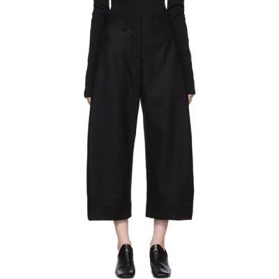 Lemaire Black Cropped Chino Trousers In 999 Black