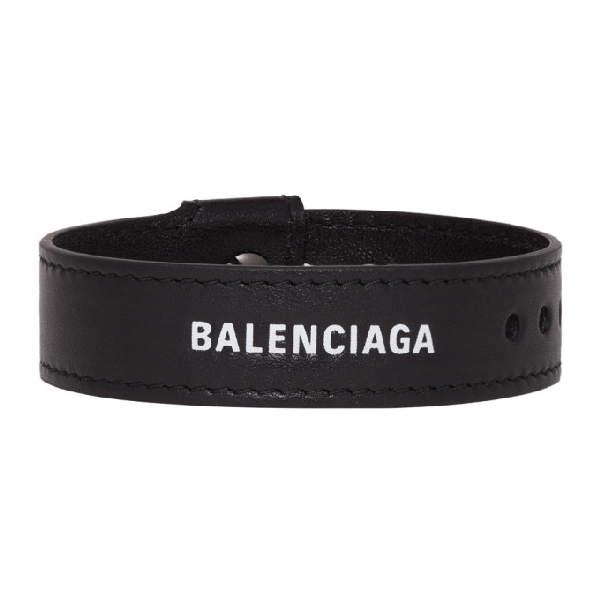 Balenciaga Black Leather Party Bracelet | ModeSens
