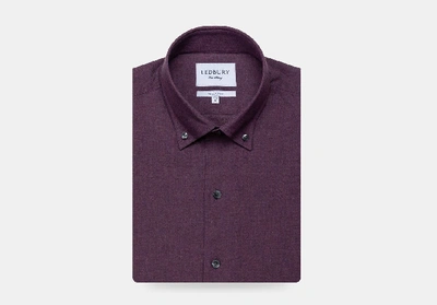 Ledbury Men's Plum Morris Brushed Casual Shirt Plum Purple Cotton